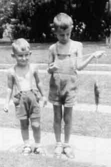 My first fish! Brother Bob looks on...Somewhere in Ontario - 1948-53